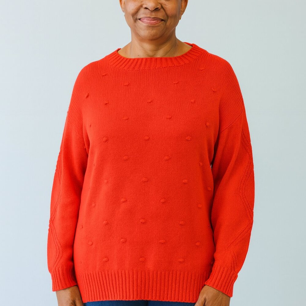 Crown & Ivy Women’s Orange Textured Sweater Size Large NWT - Picture 1 of 6